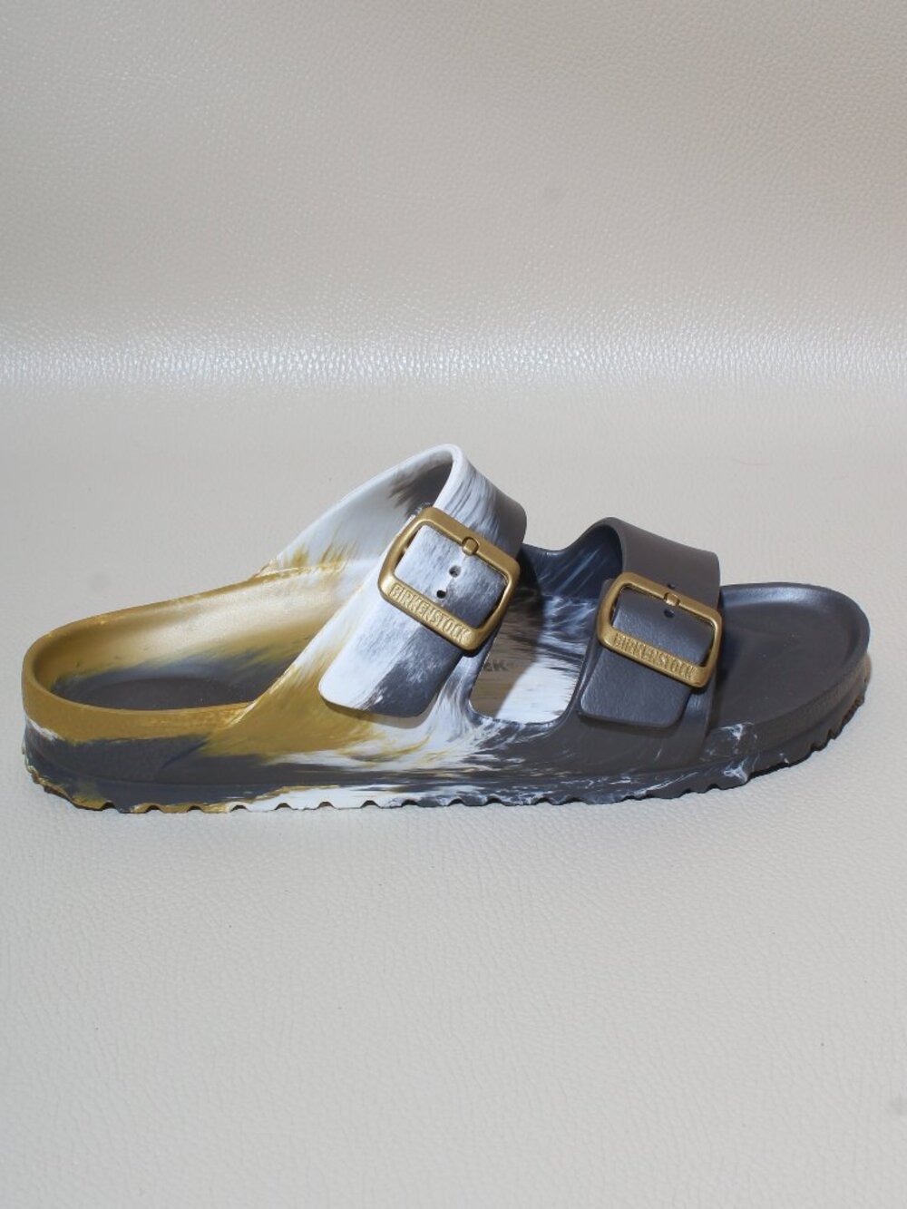 Birkenstock Arizona EVA Sandals 40 US 9-9.5 Gray White Gold Marble Germany - Picture 2 of 6